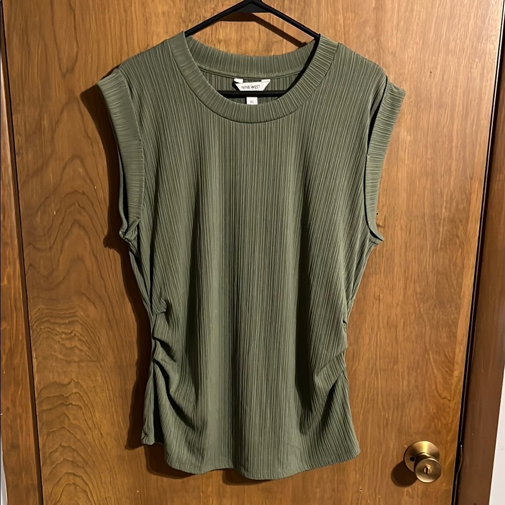 Nine West Sage Green Ribbed Sleeveless Shirt